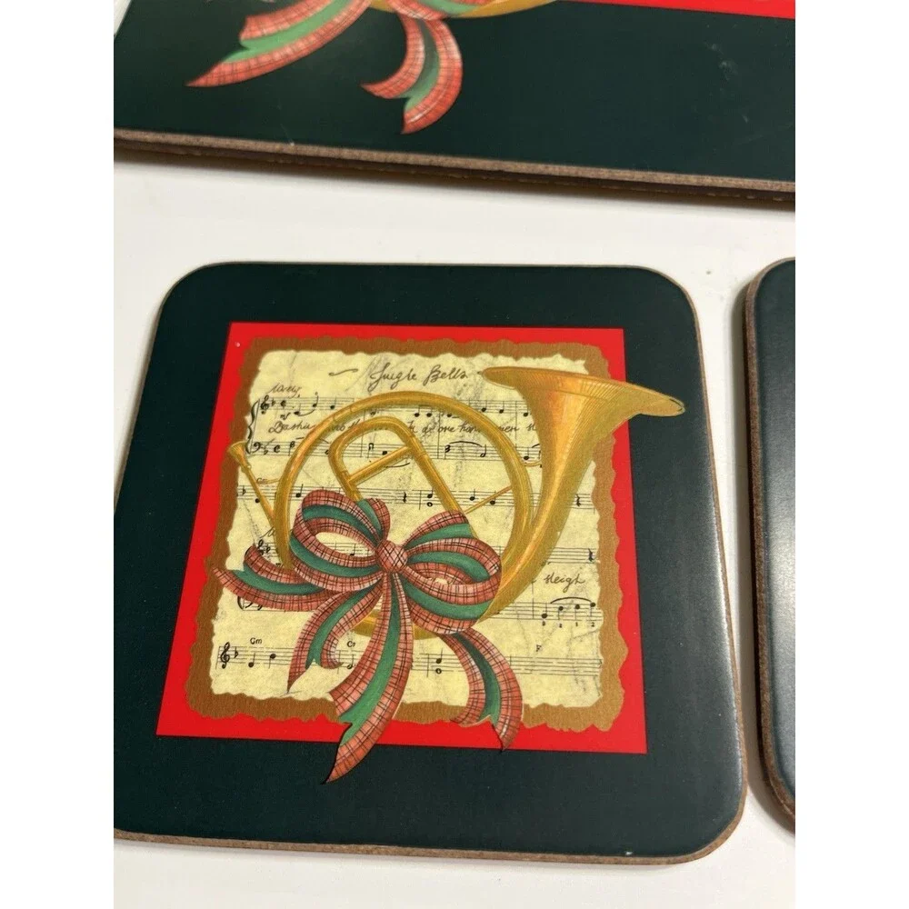 Pimpernel England Jingle Bells Christmas Holly Cork Backed Placemats & Coasters